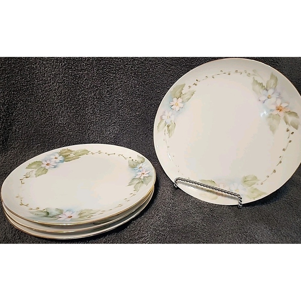 Vntg Hand Painted 7.5" China Salad Plates Floral Design 1975